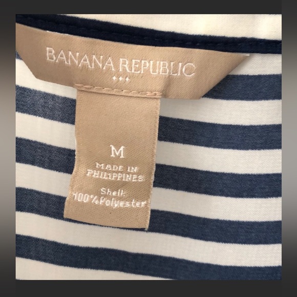 Banana Republic | Medium Striped Blue Button Down Sheer Sleeveless Tank Blouse - Picture 2 of 7